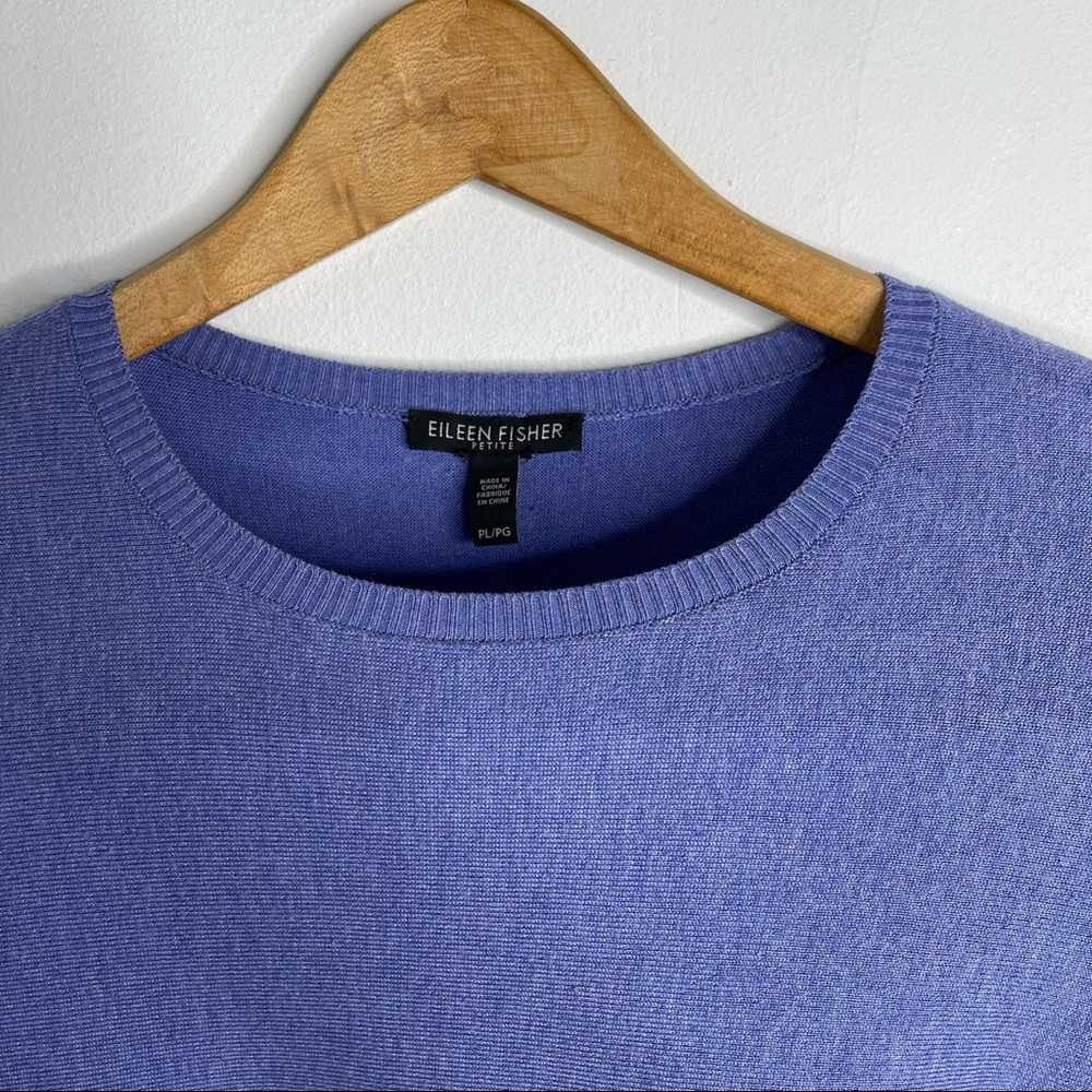 Eileen Fisher Periwinkle Lightweight Cozy Tencel Boxy Sweater Size L Petite - Picture 4 of 14